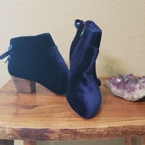 Velvet navy ankle boots